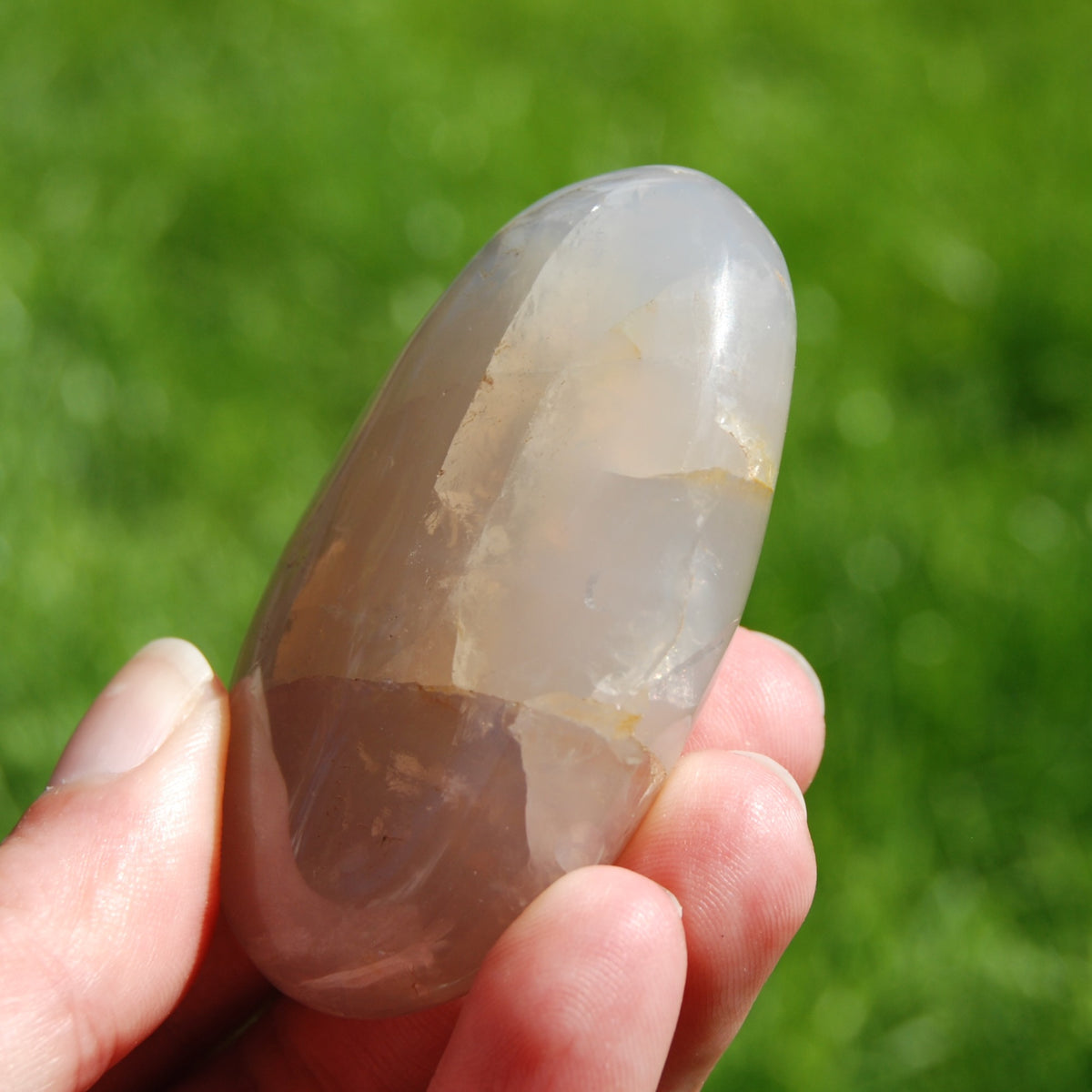 Blue Rose Quartz Crystal Palm Stone