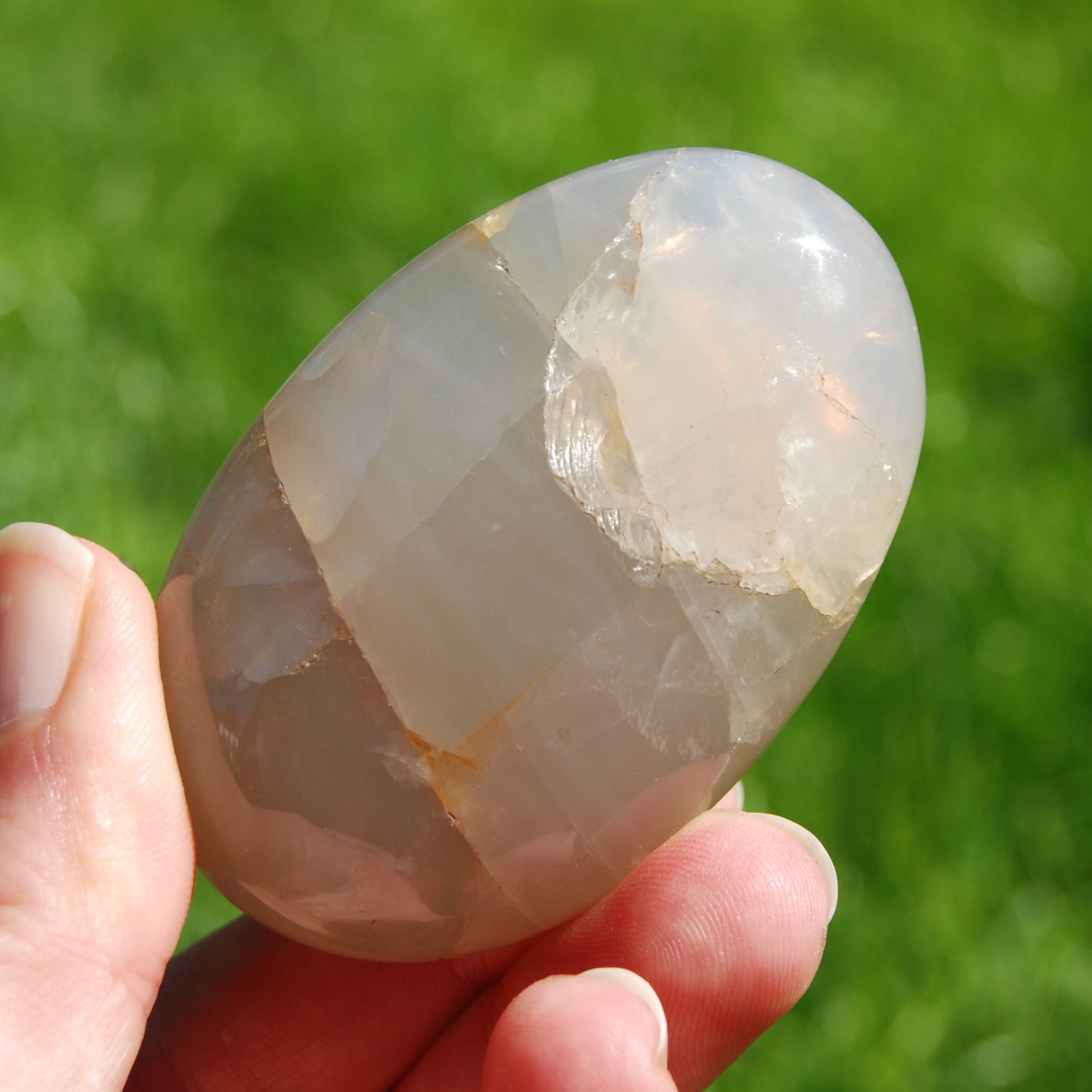 Blue Rose Quartz Crystal Palm Stone