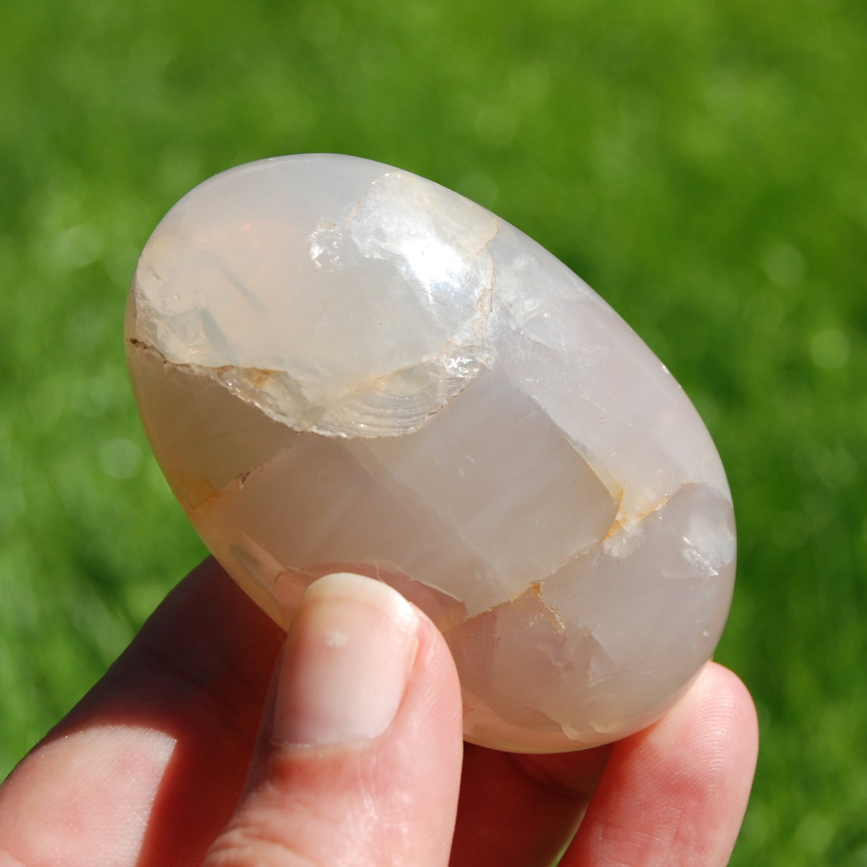 Blue Rose Quartz Crystal Palm Stone