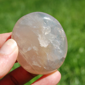 Blue Rose Quartz Crystal Palm Stone