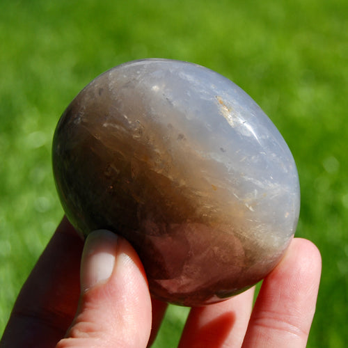 Blue Rose Quartz Crystal Palm Stone, Lavender Rose Quartz