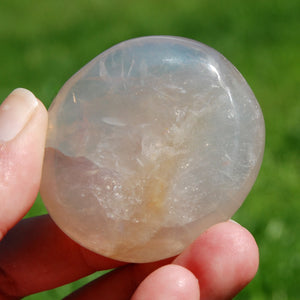 Blue Rose Quartz Crystal Palm Stone