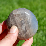 Blue Rose Quartz Crystal Palm Stone, Lavender Rose Quartz