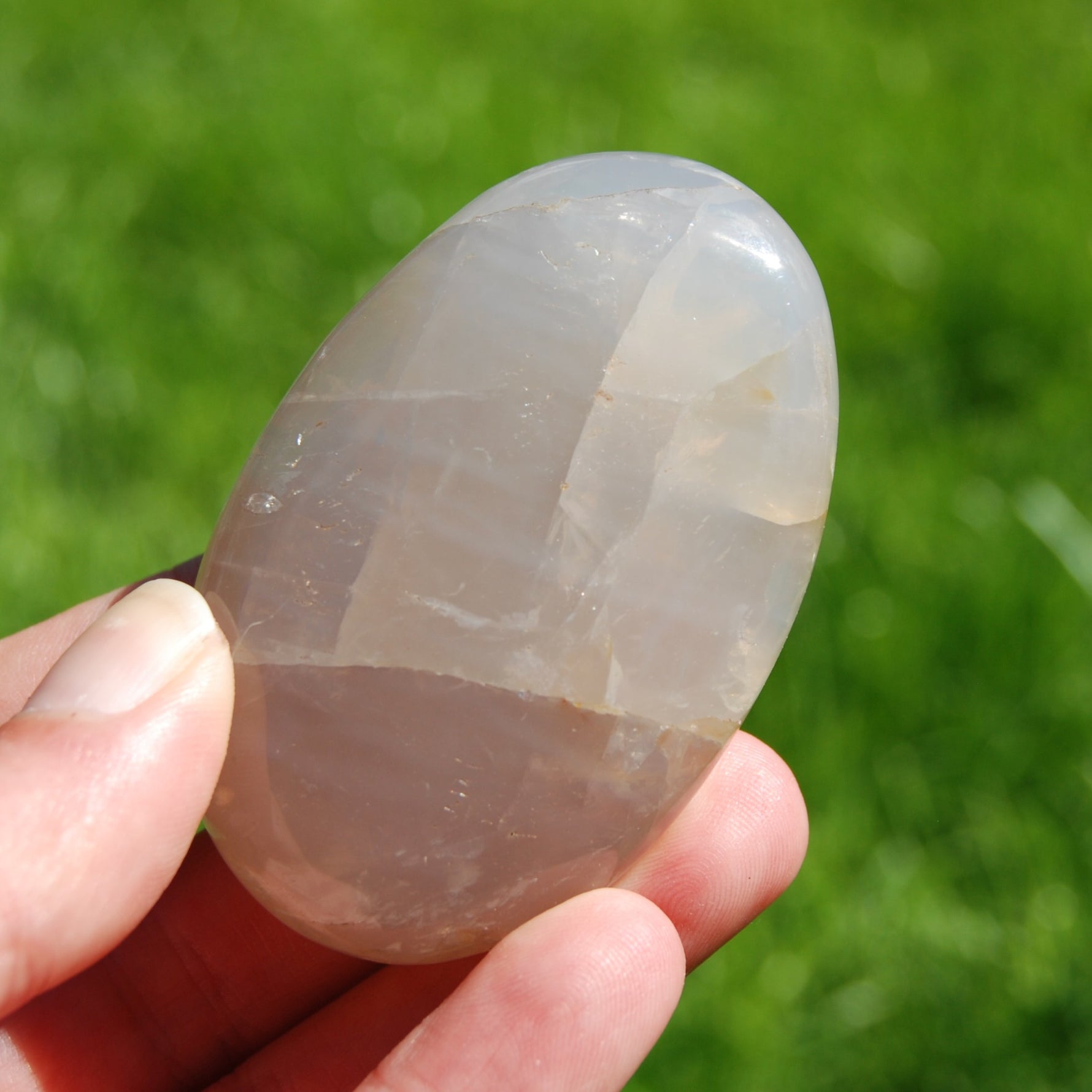 Blue Rose Quartz Crystal Palm Stone