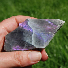 Load image into Gallery viewer, 3.5in 126g Flashy Purple Labradorite Crystal Slab, Madagascar
