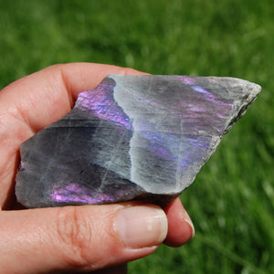 3.5in 126g Flashy Purple Labradorite Crystal Slab, Madagascar