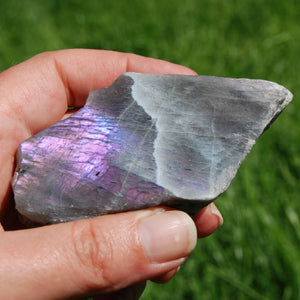 3.5in 126g Flashy Purple Labradorite Crystal Slab, Madagascar