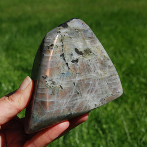 XL Pink Purple Sunset Labradorite Crystal Freeform Tower, Super Flashy Spectrolite