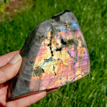 Load image into Gallery viewer, XL Pink Purple Sunset Labradorite Crystal Freeform Tower, Super Flashy Spectrolite
