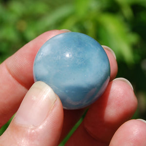 ONE Mini Gem Aquamarine Crystal Sphere, 16mm to 26mm