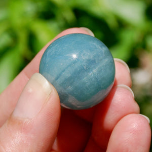 ONE Mini Gem Aquamarine Crystal Sphere, 16mm to 26mm