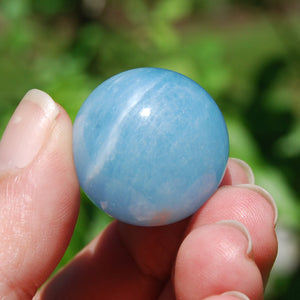 ONE Mini Gem Aquamarine Crystal Sphere, 16mm to 26mm