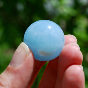 ONE Mini Gem Aquamarine Crystal Sphere, 16mm to 26mm