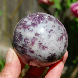 Unicorn Stone Pink Blue Tourmaline Lepidolite Crystal Sphere, Indicolite