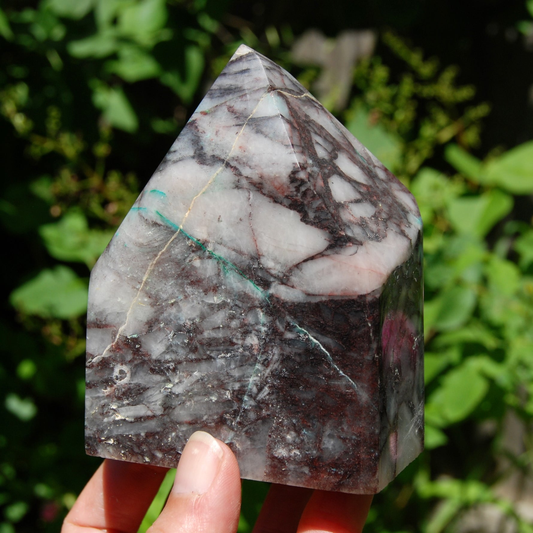 Ajoite Malachite Quartz Crystal Freeform Tower, Phoenix Stone, Messina Mine