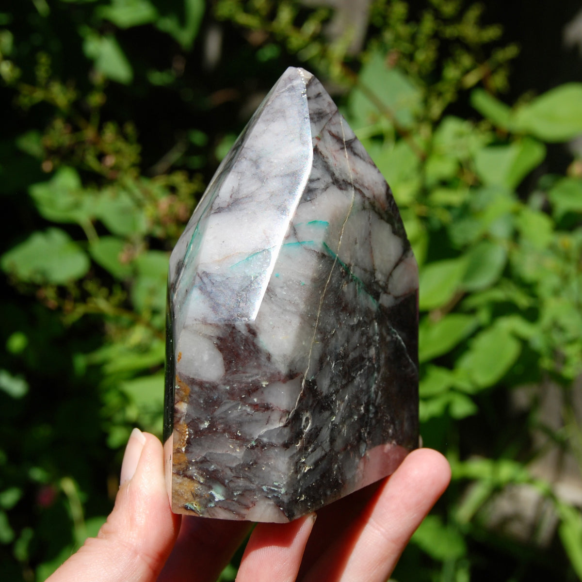Ajoite Malachite Quartz Crystal Freeform Tower, Phoenix Stone, Messina Mine