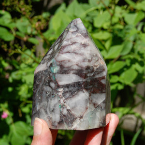 Ajoite Malachite Quartz Crystal Freeform Tower, Phoenix Stone, Messina Mine