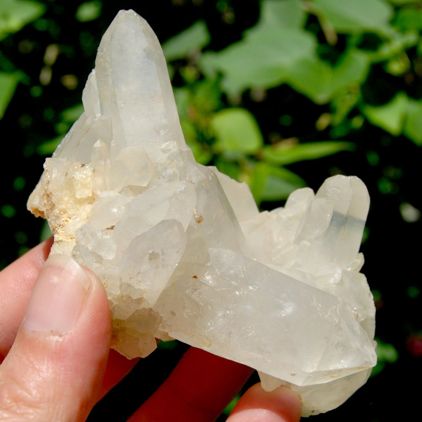 Spessartine Garnet Clear Quartz Crystal Cluster