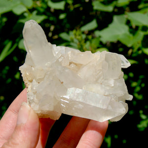 Spessartine Garnet Clear Quartz Crystal Cluster