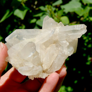 Spessartine Garnet Clear Quartz Crystal Cluster