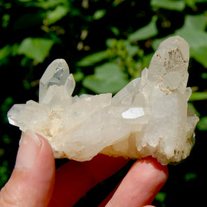 Spessartine Garnet Clear Quartz Crystal Cluster