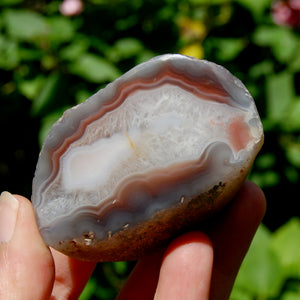 Crystallized Pink Botswana Agate Semi Polished Crystal Nodule