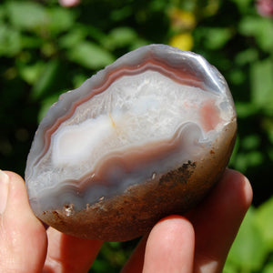 Crystallized Pink Botswana Agate Semi Polished Crystal Nodule