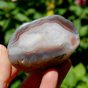 Crystallized Pink Botswana Agate Semi Polished Crystal Nodule