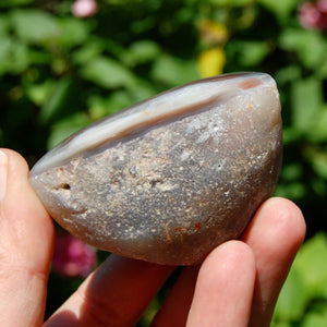 Crystallized Pink Botswana Agate Semi Polished Crystal Nodule