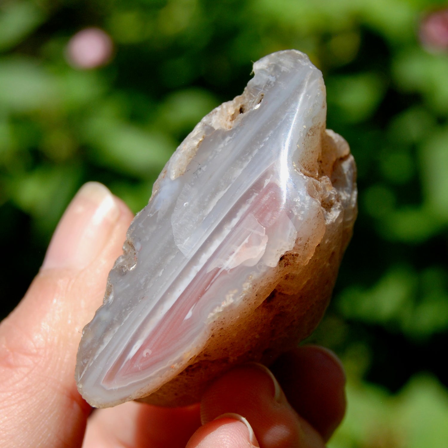 Pink Botswana Agate Semi Polished Crystal Nodule