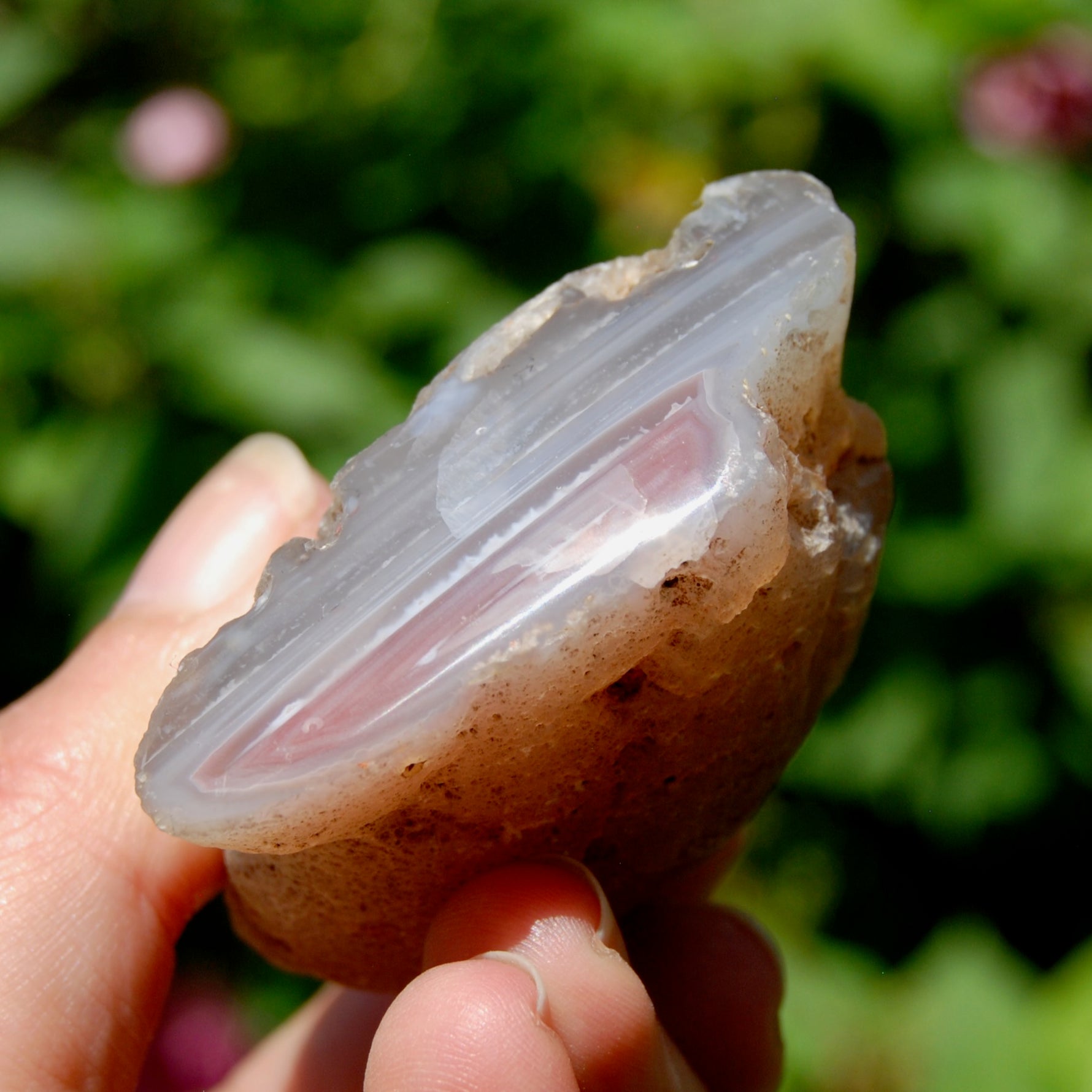 Pink Botswana Agate Semi Polished Crystal Nodule