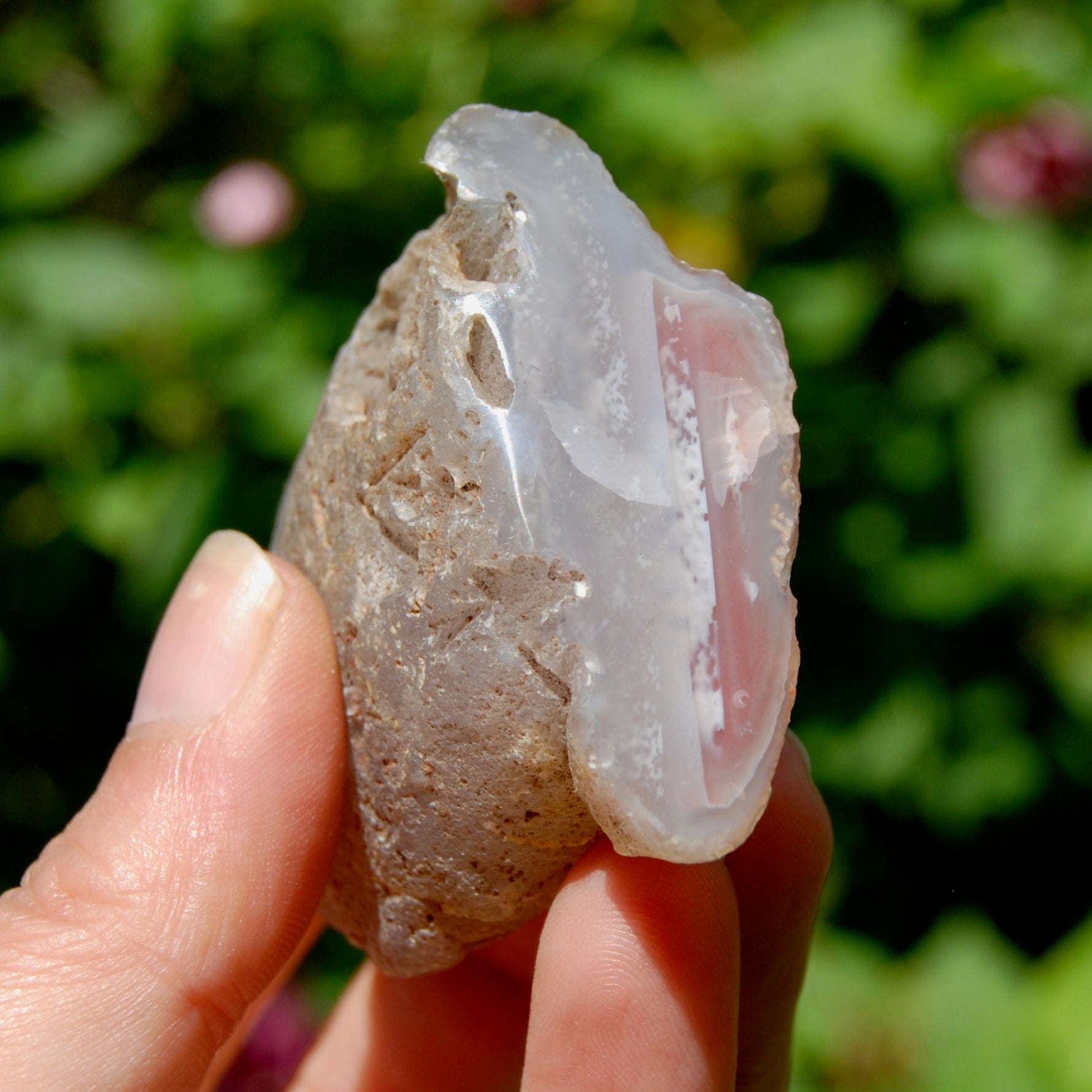 Pink Botswana Agate Semi Polished Crystal Nodule