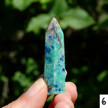 Load image into Gallery viewer, Phoenix Stone Ajoite Malachite Azurite Chrysocolla Quartz Crystal Tower, Messina Mine
