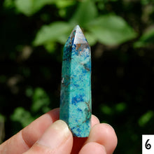 Load image into Gallery viewer, Phoenix Stone Ajoite Malachite Azurite Chrysocolla Quartz Crystal Tower, Messina Mine
