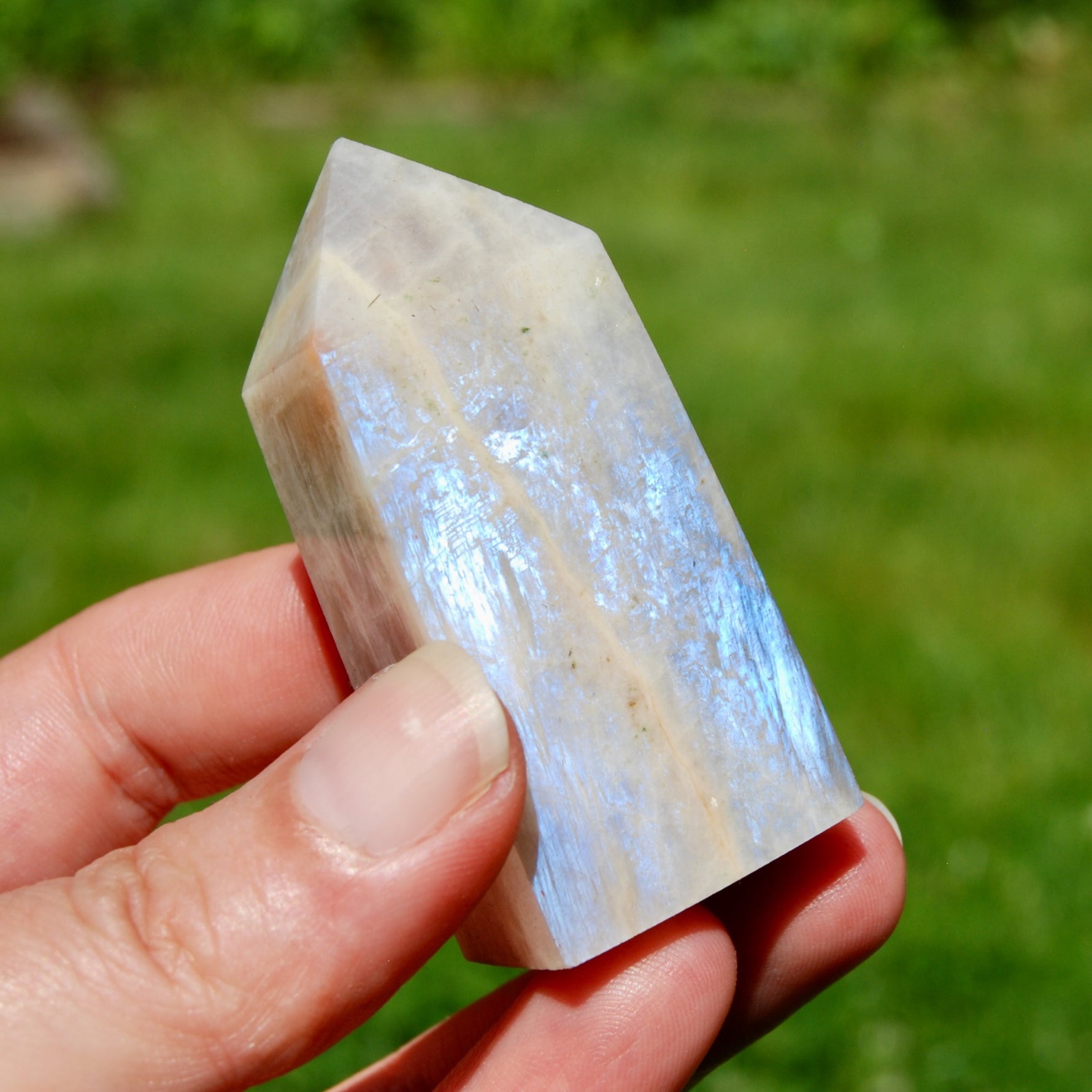 AAA Flashy Rainbow Moonstone Sunstone Crystal Tower