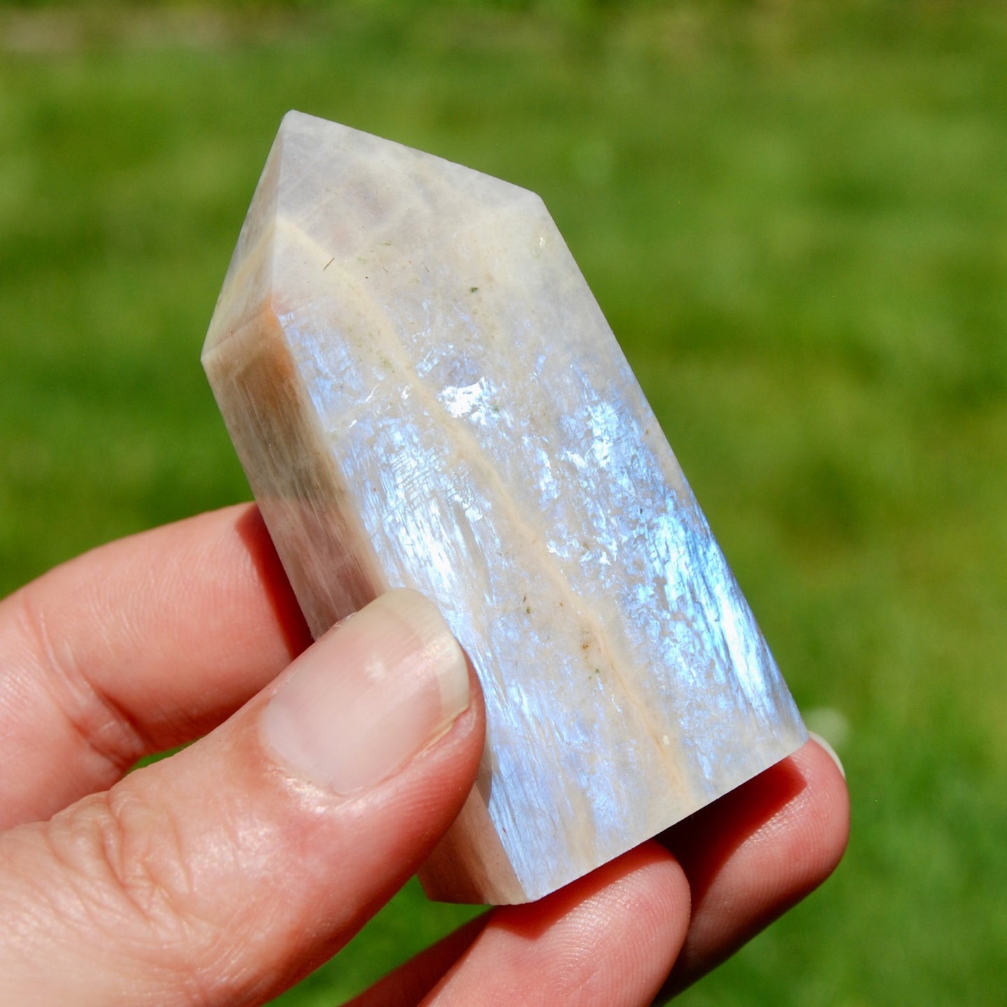 AAA Flashy Rainbow Moonstone Sunstone Crystal Tower