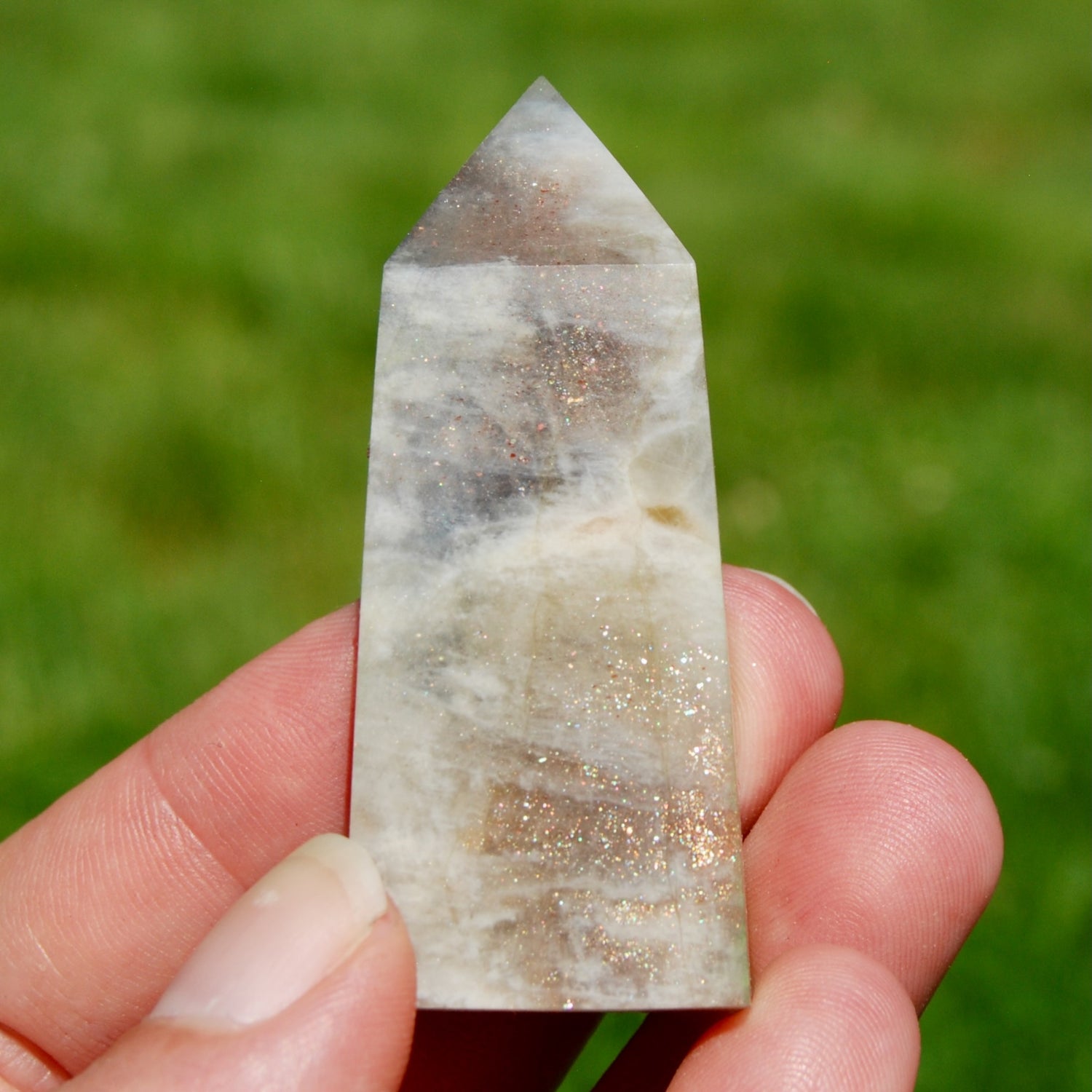 Flashy Rainbow Moonstone Sunstone Crystal Tower