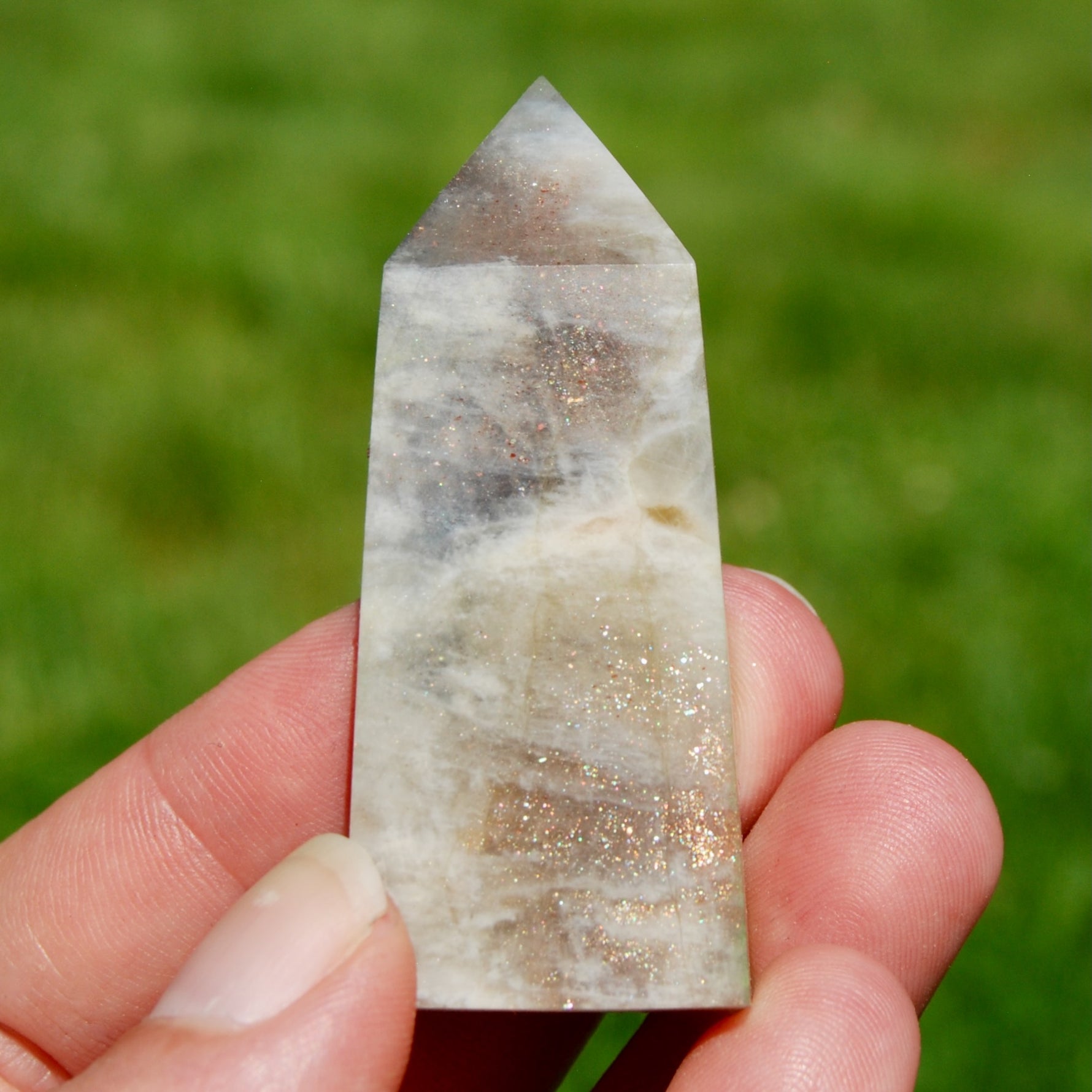 Flashy Rainbow Moonstone Sunstone Crystal Tower