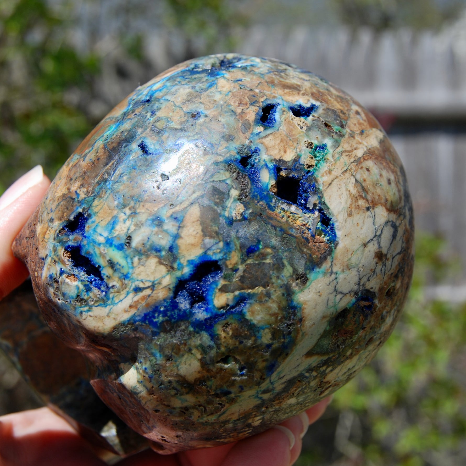 Azurite Malachite Matrix Carved Crystal Skull
