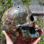 Azurite Malachite Matrix Carved Crystal Skull