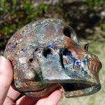 Azurite Malachite Matrix Carved Crystal Skull