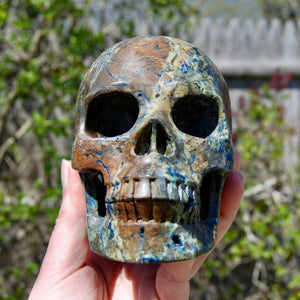 Azurite Malachite Matrix Carved Crystal Skull