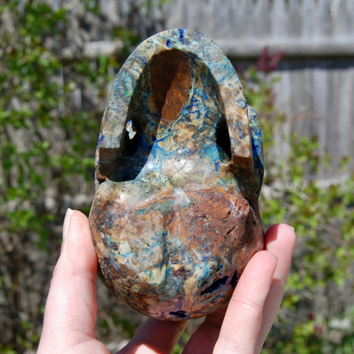 Azurite Malachite Matrix Carved Crystal Skull