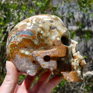 Crystallized Orbicular Ocean Jasper Crystal Skull