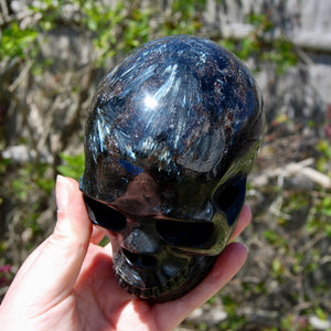 Arfvedsonite Garnet Crystal Skull