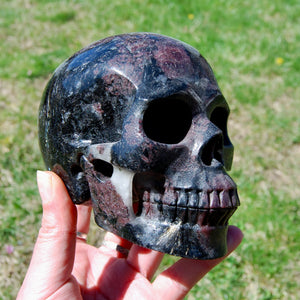 Arfvedsonite Garnet Quartz Crystal Skull