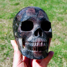 Load image into Gallery viewer, Arfvedsonite Garnet Quartz Crystal Skull
