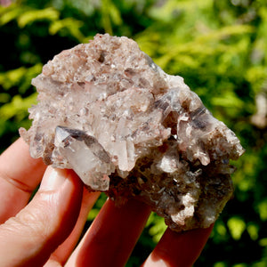 Phantom Pyramid Hematoid Quartz Crystal Cluster, Red Specular Hematite