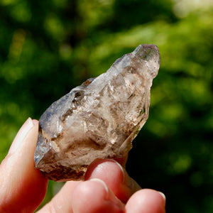 DT ET Smoky Amethyst Quartz Crystal Elestial, Specular Hematite Lepidocrocite Amethyst