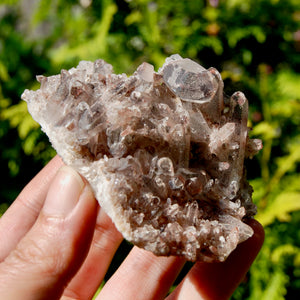 Phantom Pyramid Hematoid Quartz Crystal Cluster, Red Specular Hematite